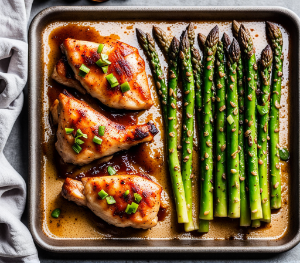 Sheet Pan Miso Honey Chicken and Asparagus